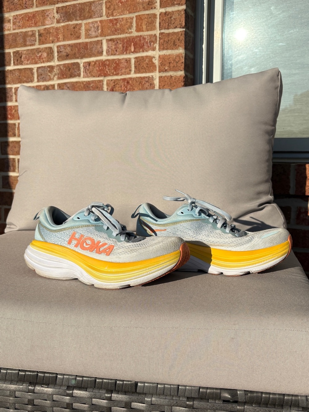 Hoka Road-Running Shoes in Light Blue, Yellow and Orange